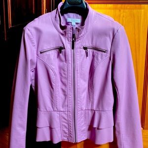 NY and Co peplum lavender faux leather jacket